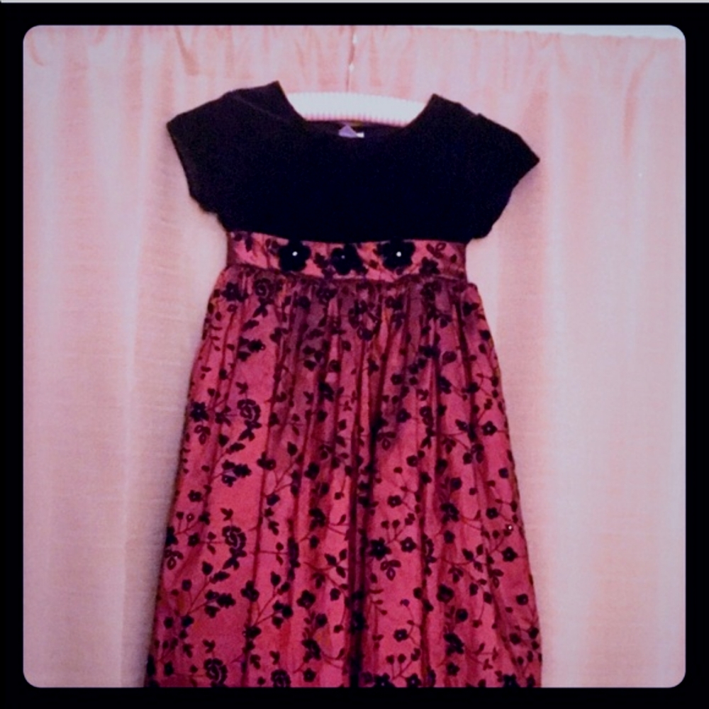 Girl's Christmas dress black velvet and taffeta Holiday Season dress